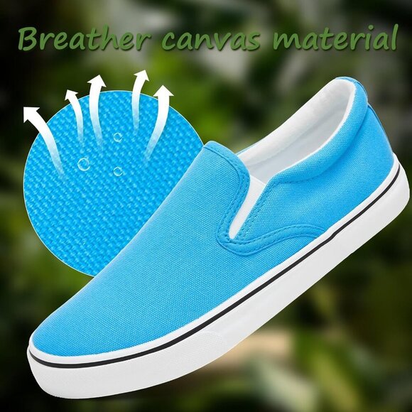 〽️Closed Toe Loafers Sneakers Men\'s Light Blue Canvas Slip On Lightweight main image 6